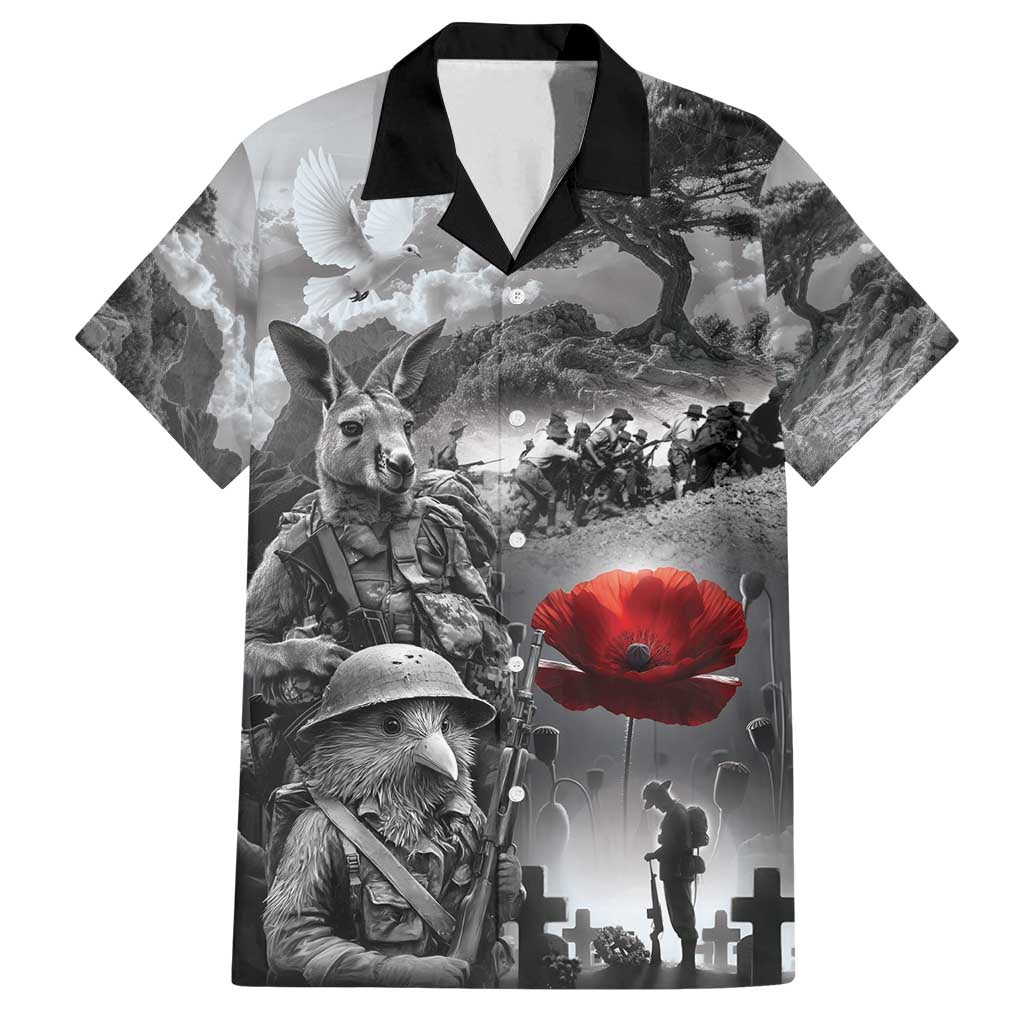 Black ANZAC Day The Battle of Lone Pine Family Matching Tank Maxi Dress and Hawaiian Shirt Kiwi-Kangaroo Soldier Lest We Forget