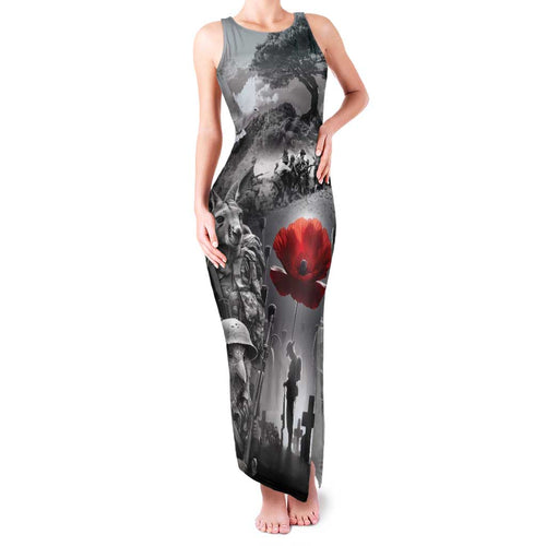 Black ANZAC Day The Battle of Lone Pine Family Matching Tank Maxi Dress and Hawaiian Shirt Kiwi-Kangaroo Soldier Lest We Forget