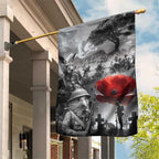 Black ANZAC Day The Battle of Lone Pine Garden Flag Kiwi-Kangaroo Soldier Lest We Forget