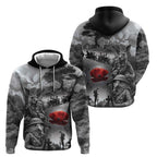 Black ANZAC Day The Battle of Lone Pine Hoodie Kiwi-Kangaroo Soldier Lest We Forget