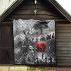 Black ANZAC Day The Battle of Lone Pine Quilt Kiwi-Kangaroo Soldier Lest We Forget