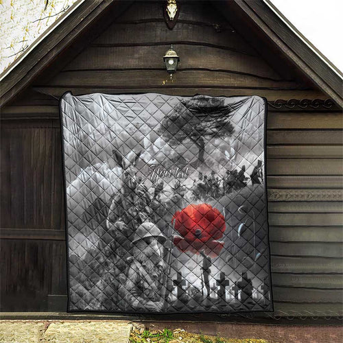 Black ANZAC Day The Battle of Lone Pine Quilt Kiwi-Kangaroo Soldier Lest We Forget