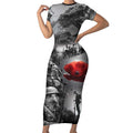 Black ANZAC Day The Battle of Lone Pine Short Sleeve Bodycon Dress Kiwi-Kangaroo Soldier Lest We Forget