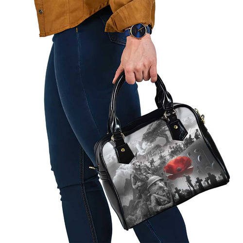 Black ANZAC Day The Battle of Lone Pine Shoulder Handbag Kiwi-Kangaroo Soldier Lest We Forget