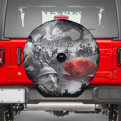 Black ANZAC Day The Battle of Lone Pine Spare Tire Cover Kiwi-Kangaroo Soldier Lest We Forget