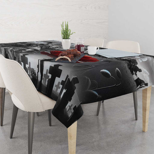 Black ANZAC Day The Battle of Lone Pine Tablecloth Kiwi-Kangaroo Soldier Lest We Forget