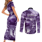 Purple ANZAC Day The Battle of Lone Pine Couples Matching Short Sleeve Bodycon Dress and Long Sleeve Button Shirt Kiwi-Kangaroo Soldier Lest We Forget