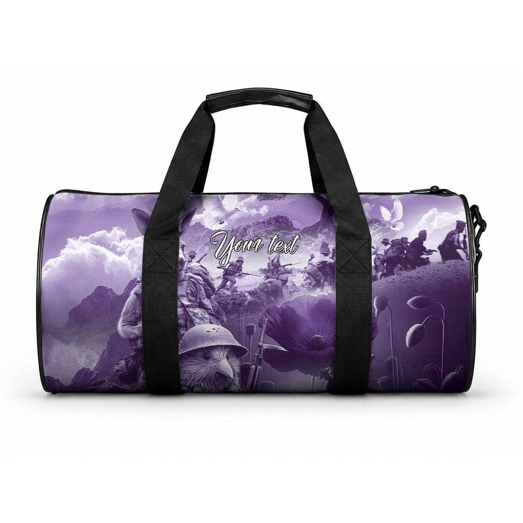 Purple ANZAC Personalised The Battle of Lone Pine Duffle Bag Kiwi-Kangaroo Soldier Lest We Forget