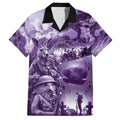 Purple ANZAC Day The Battle of Lone Pine Family Matching Long Sleeve Bodycon Dress and Hawaiian Shirt Kiwi-Kangaroo Soldier Lest We Forget