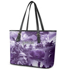 Purple ANZAC Day The Battle of Lone Pine Leather Tote Bag Kiwi-Kangaroo Soldier Lest We Forget