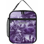 Purple ANZAC Personalised The Battle of Lone Pine Lunch Bag Kiwi-Kangaroo Soldier Lest We Forget