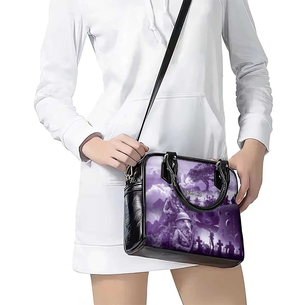 Purple ANZAC Day The Battle of Lone Pine Shoulder Handbag Kiwi-Kangaroo Soldier Lest We Forget