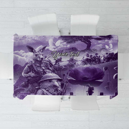 Purple ANZAC Day The Battle of Lone Pine Tablecloth Kiwi-Kangaroo Soldier Lest We Forget