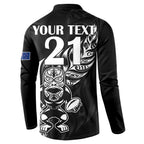 New Zealand Rugby Custom Button Sweatshirt Opango All Black Fern
