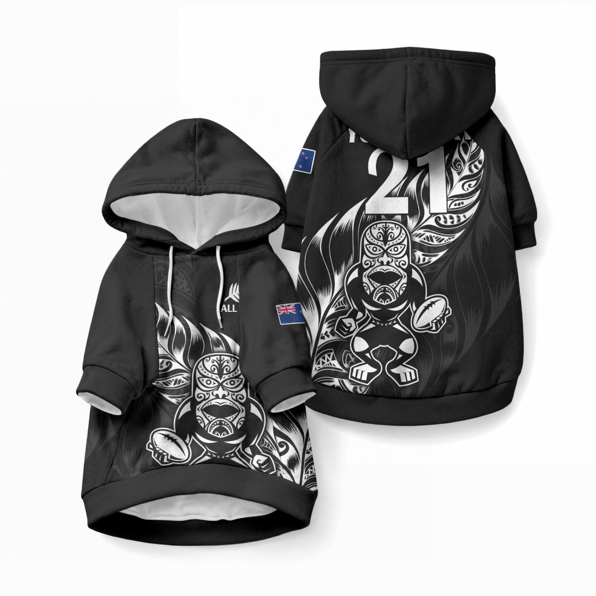 Custom New Zealand Black Fern Rugby Pet Hoodie