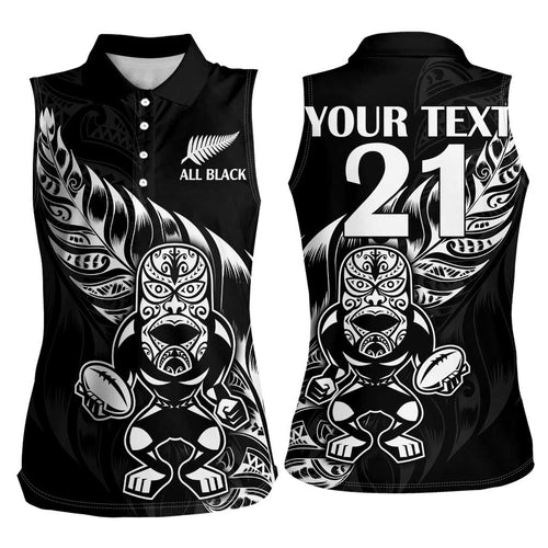 New Zealand Rugby Custom Women Sleeveless Polo Shirt Opango All Black Fern
