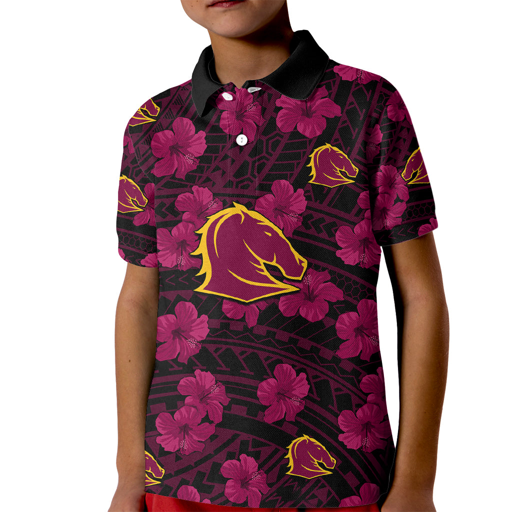 custom-text-and-number-broncos-rugby-kid-polo-shirt-polynesian-style-with-hibiscus