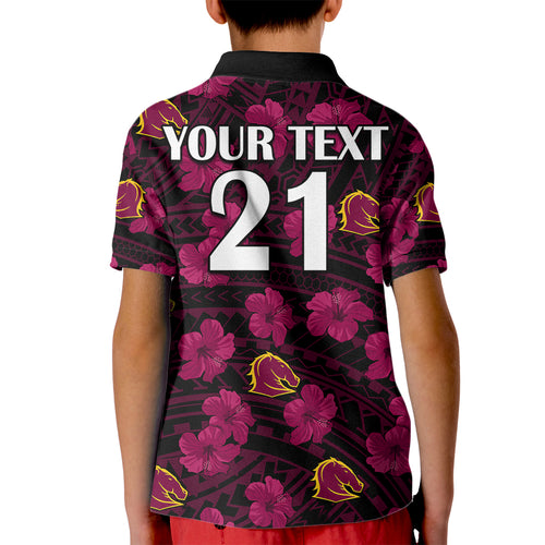custom-text-and-number-broncos-rugby-kid-polo-shirt-polynesian-style-with-hibiscus