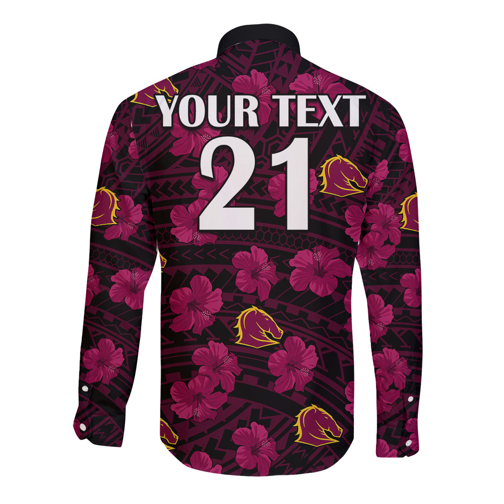custom-text-and-number-broncos-rugby-long-sleeve-button-shirt-polynesian-style-with-hibiscus