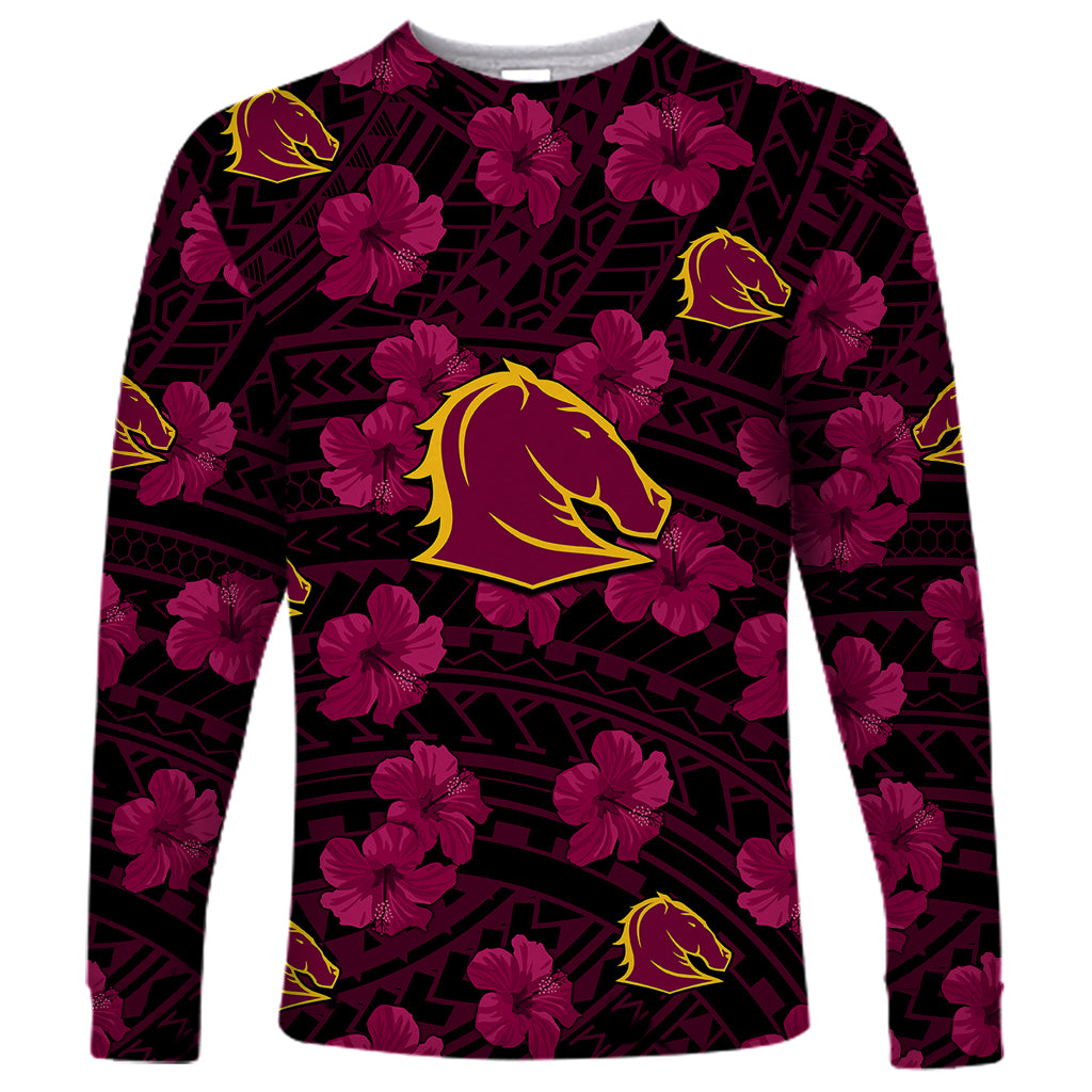 custom-text-and-number-broncos-rugby-long-sleeve-shirt-polynesian-style-with-hibiscus