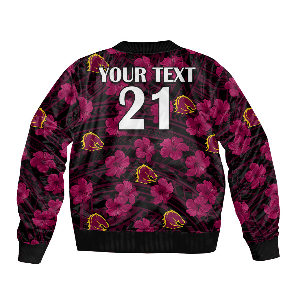 custom-text-and-number-broncos-rugby-sleeve-zip-bomber-jacket-polynesian-style-with-hibiscus
