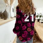 (Custom Text And Number) Broncos Rugby Women Casual Shirt Polynesian Style With Hibiscus LT9