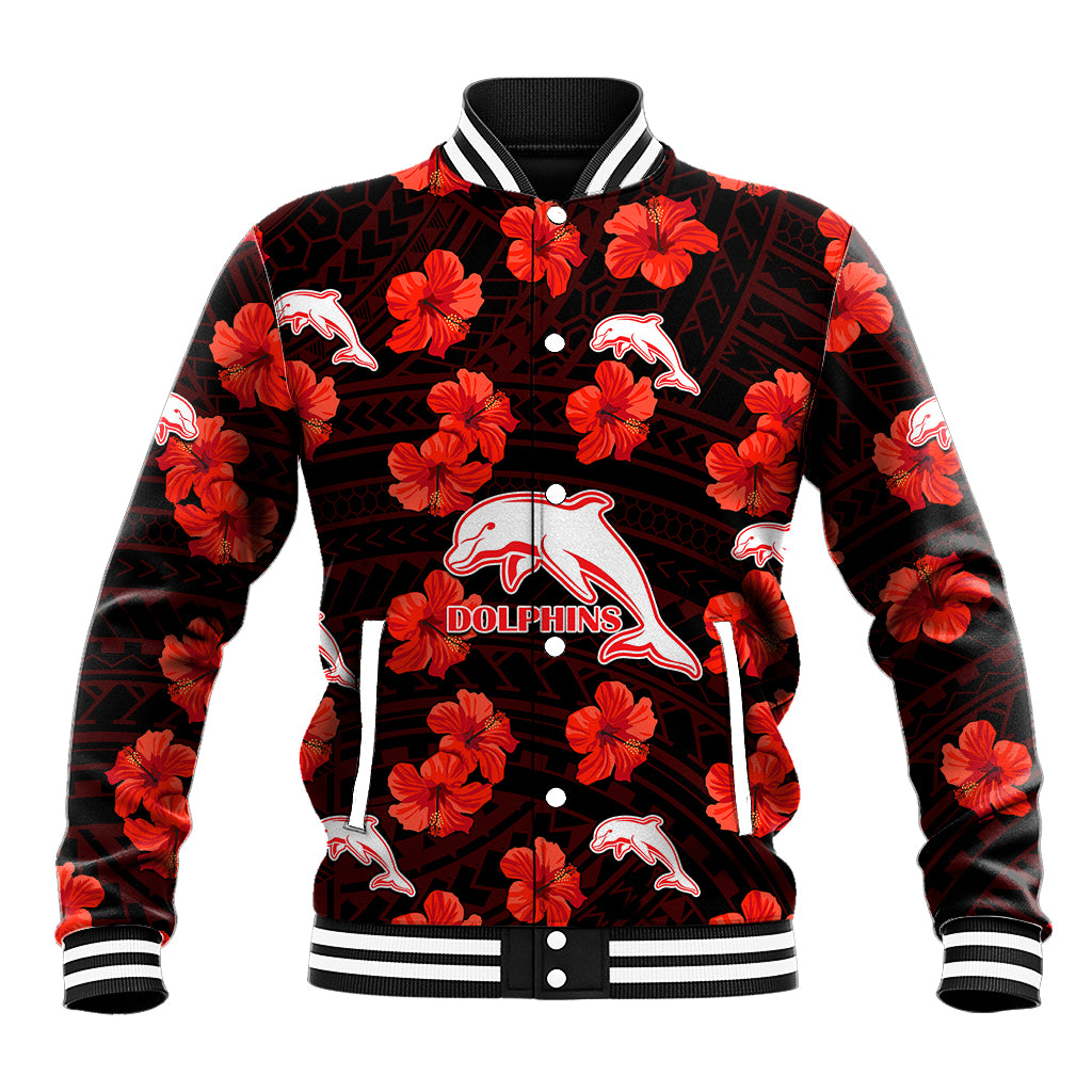 custom-text-and-number-dolphins-rugby-baseball-jacket-polynesian-style-with-hibiscus