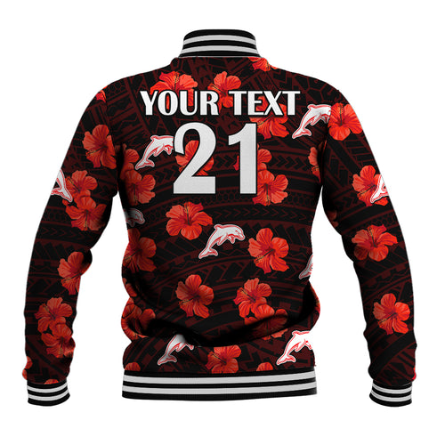 custom-text-and-number-dolphins-rugby-baseball-jacket-polynesian-style-with-hibiscus