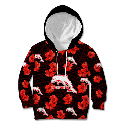 custom-text-and-number-dolphins-rugby-kid-hoodie-polynesian-style-with-hibiscus