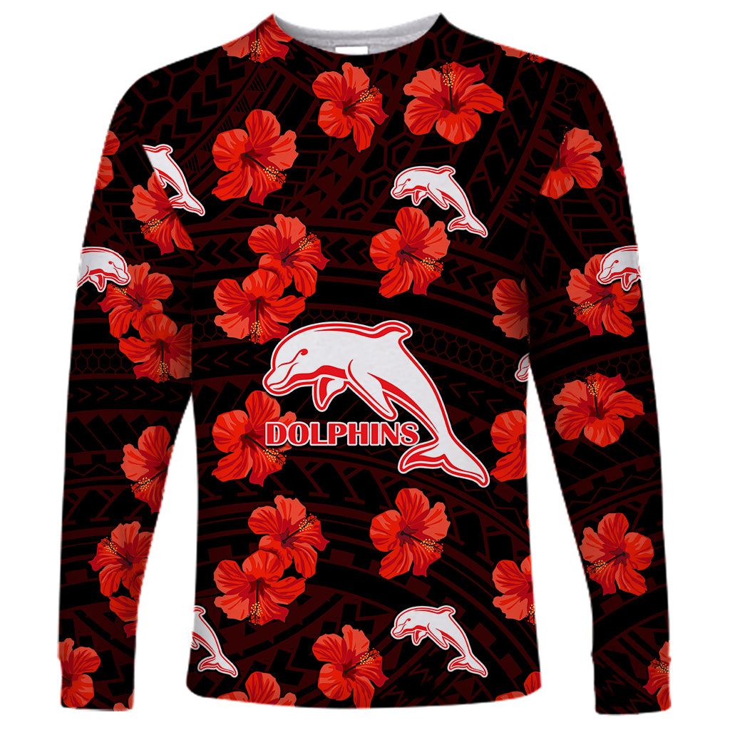 custom-text-and-number-dolphins-rugby-long-sleeve-shirt-polynesian-style-with-hibiscus