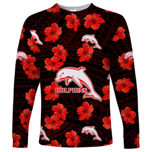 custom-text-and-number-dolphins-rugby-long-sleeve-shirt-polynesian-style-with-hibiscus