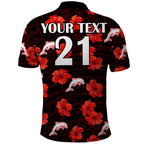 custom-text-and-number-dolphins-rugby-polo-shirt-polynesian-style-with-hibiscus