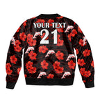 custom-text-and-number-dolphins-rugby-sleeve-zip-bomber-jacket-polynesian-style-with-hibiscus