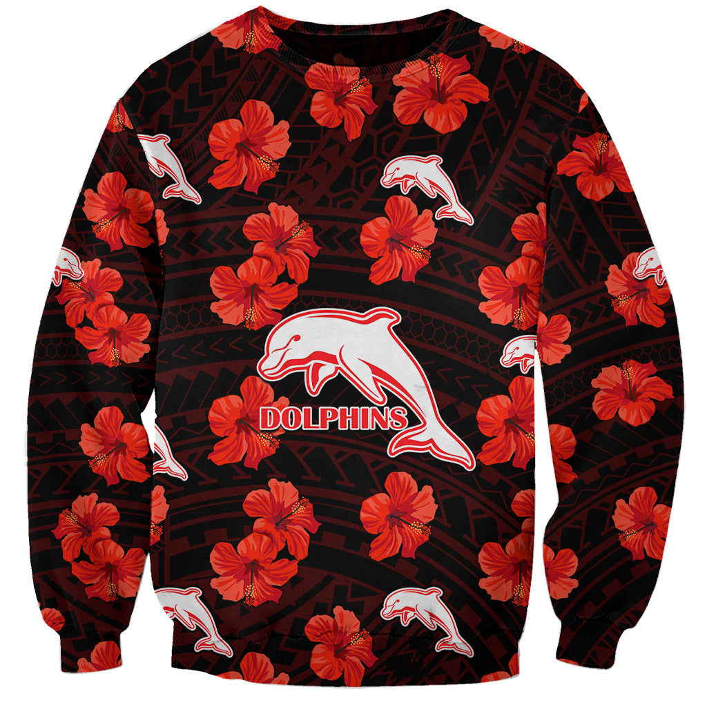 custom-text-and-number-dolphins-rugby-sweatshirt-polynesian-style-with-hibiscus