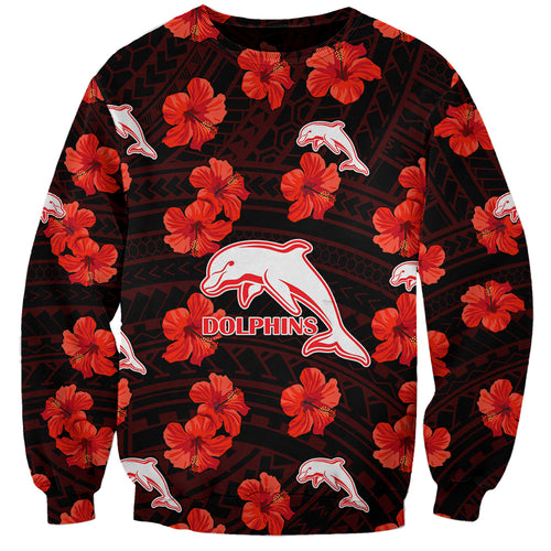 custom-text-and-number-dolphins-rugby-sweatshirt-polynesian-style-with-hibiscus
