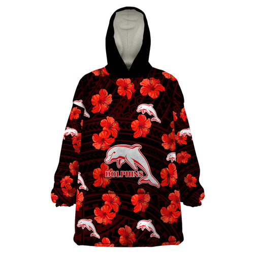 custom-text-and-number-dolphins-rugby-wearable-blanket-hoodie-polynesian-style-with-hibiscus