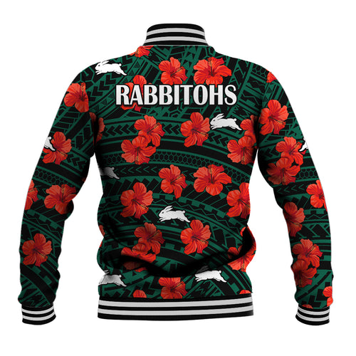 rabbitohs-rugby-baseball-jacket-polynesian-style-with-hibiscus