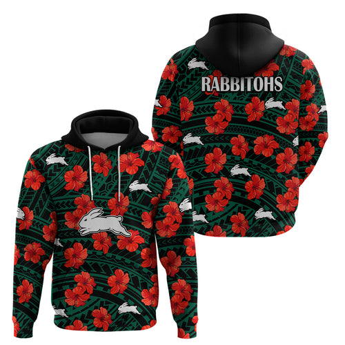 rabbitohs-rugby-hoodie-polynesian-style-with-hibiscus