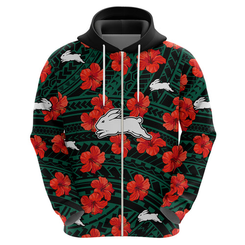 rabbitohs-rugby-hoodie-polynesian-style-with-hibiscus
