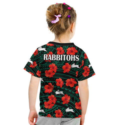 rabbitohs-rugby-kid-t-shirt-polynesian-style-with-hibiscus
