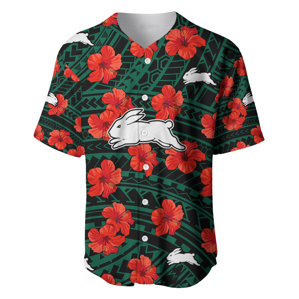 custom-text-and-number-rabbitohs-rugby-baseball-jersey-polynesian-style-with-hibiscus