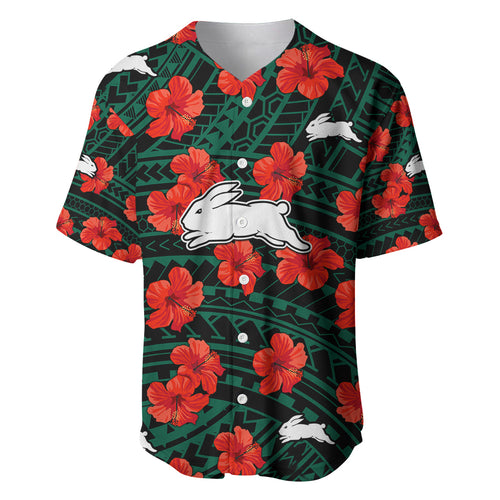 custom-text-and-number-rabbitohs-rugby-baseball-jersey-polynesian-style-with-hibiscus