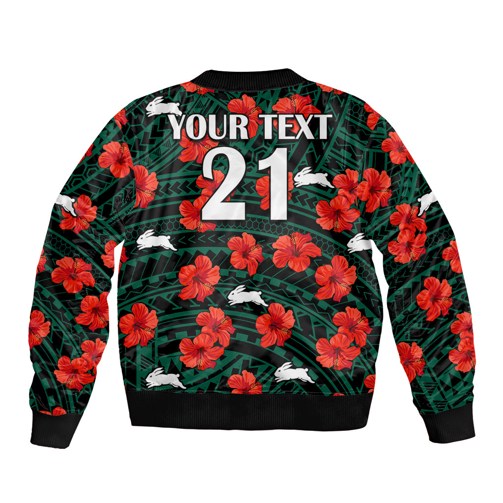 custom-text-and-number-rabbitohs-rugby-bomber-jacket-polynesian-style-with-hibiscus