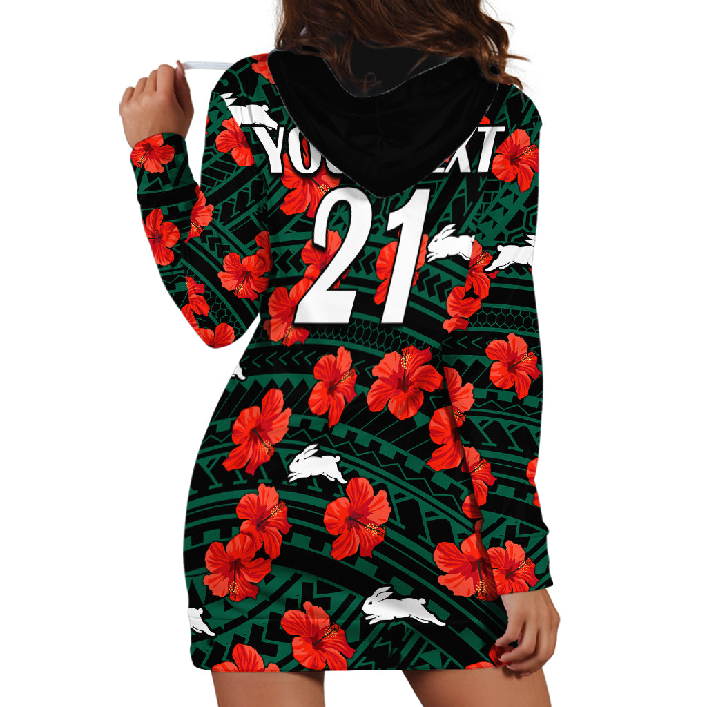 custom-text-and-number-rabbitohs-rugby-hoodie-dress-polynesian-style-with-hibiscus
