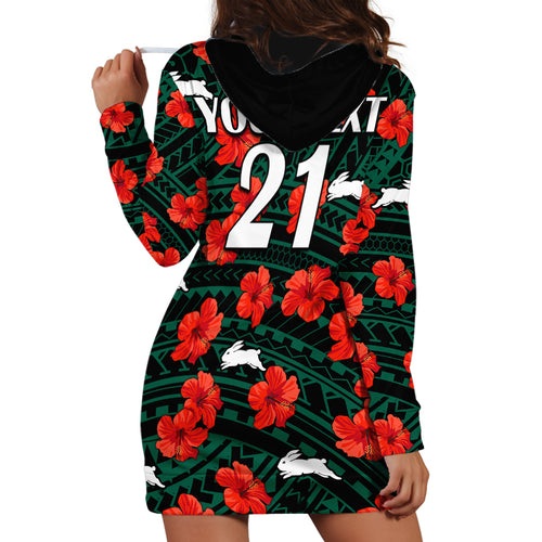 custom-text-and-number-rabbitohs-rugby-hoodie-dress-polynesian-style-with-hibiscus