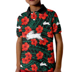 custom-text-and-number-rabbitohs-rugby-kid-polo-shirt-polynesian-style-with-hibiscus