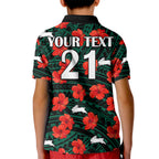 custom-text-and-number-rabbitohs-rugby-kid-polo-shirt-polynesian-style-with-hibiscus