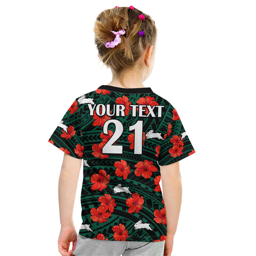 custom-text-and-number-rabbitohs-rugby-kid-t-shirt-polynesian-style-with-hibiscus