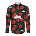 custom-text-and-number-rabbitohs-rugby-long-sleeve-button-shirt-polynesian-style-with-hibiscus
