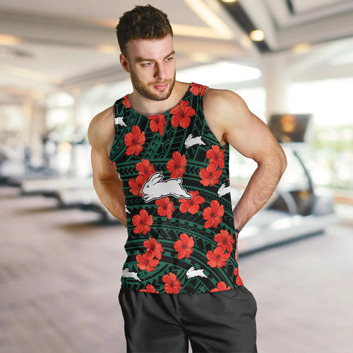 custom-text-and-number-rabbitohs-rugby-men-tank-top-polynesian-style-with-hibiscus